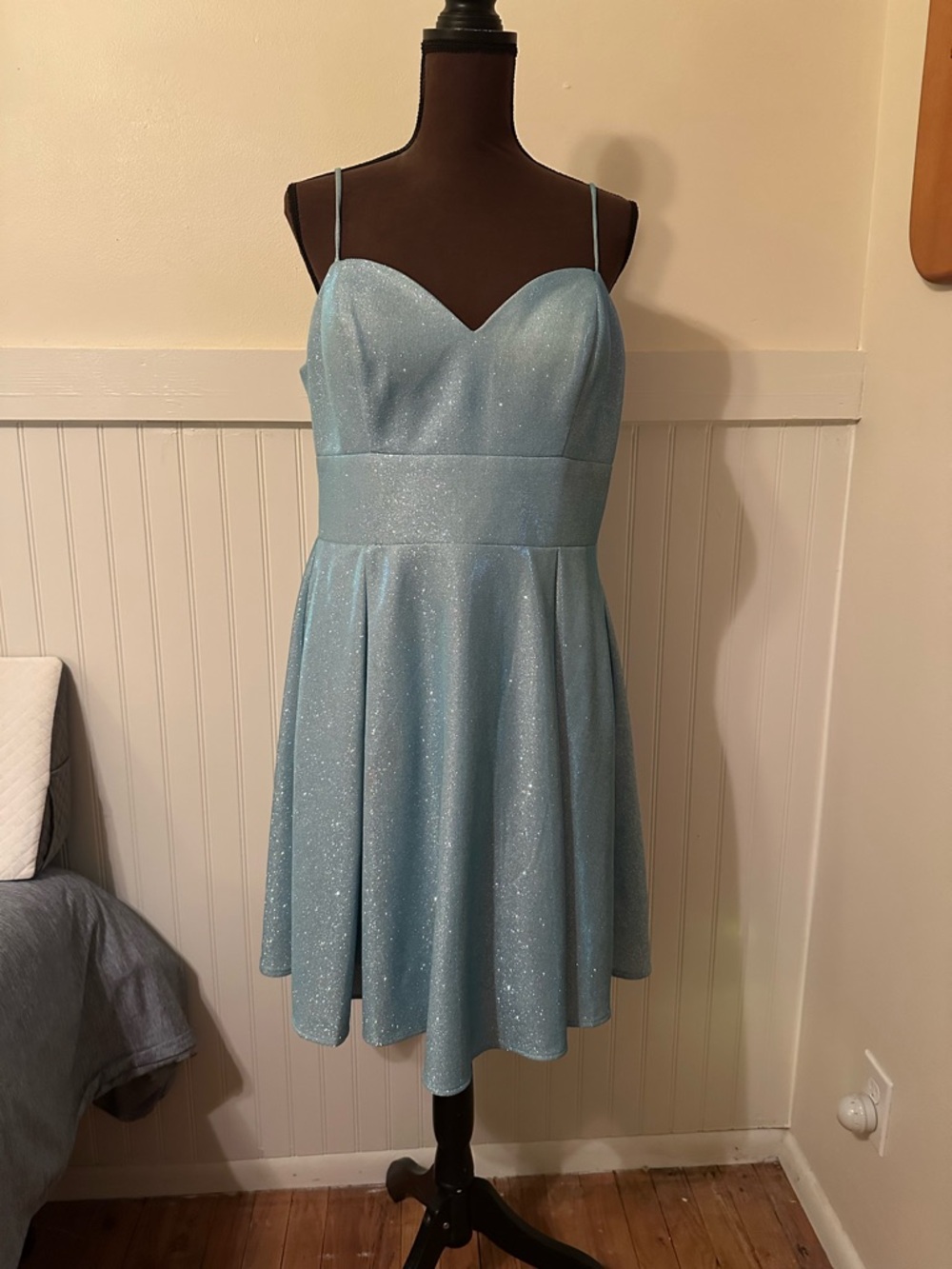 Sparkle Lace-Up Back Blue Party Dress